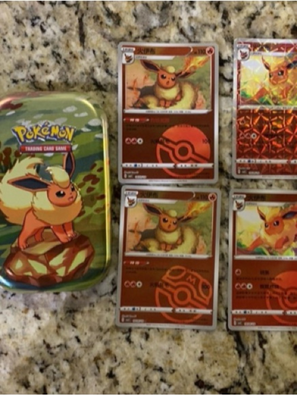 Eevee Tin and Cards - Flareon Artwork (Orange)